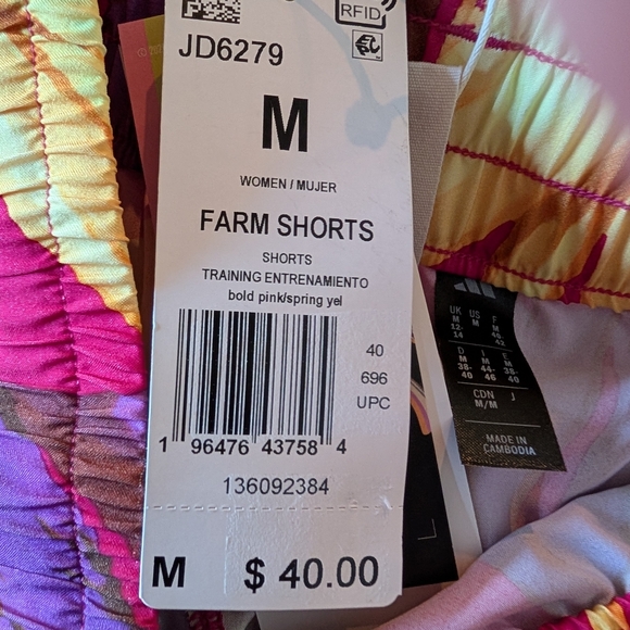 FARM RIO x ADIDAS Training Pacer Shorts Birds of Paradise Bold Pink Size Medium - Picture 7 of 16